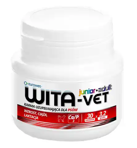 ⁨Wita-Vet Junior+Adult CA/P=2 3,2g 30tabl. - vitamin preparation for pregnant bitches and puppies⁩ at Wasserman.eu