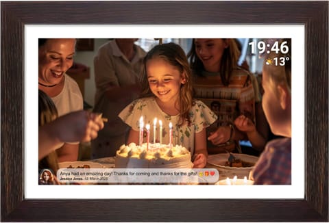 Denver Photo Frame with FRAMEO FHD 15.6" 8GB dark wood at Wasserman.eu