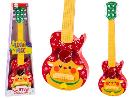 ⁨Gitara Zabawkowa Dla Dzieci Regulacja Strun Renifer Czerwona⁩ w sklepie Wasserman.eu