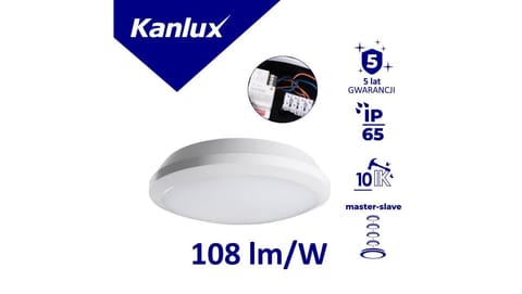 ⁨Plafoniera LED DABA PRO 26W NW-SE-W 2800lm 4000K biała IP65 IK10 z czujnikiem mikrofalowym 5 lat Gwar. 19066⁩ w sklepie Wasserman.eu