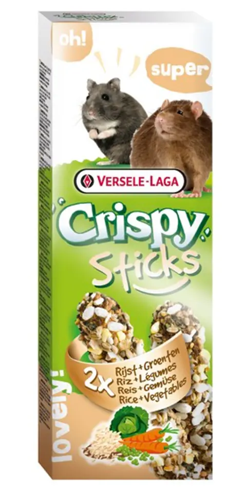 ⁨Versele-Laga Crispy Sticks Hamster & Rat Rice & Vegetables - hamster and rat flasks with rice and vegetables 110g⁩ at Wasserman.eu