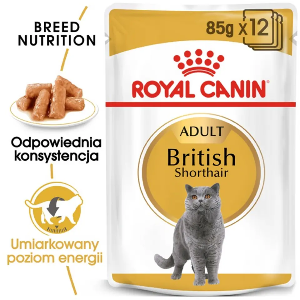 Royal Canin British Shorthair karma mokra w sosie dla kotów dorosłych rasy brytyjski krótkowłosy saszetka 85g w sklepie Wasserman.eu