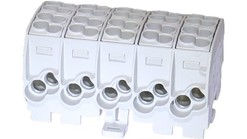 ⁨Blok rozdzielczy - odgałęźny Al/Cu SCB 25-5X (80150) SIMBLOCK szary 81500002⁩ w sklepie Wasserman.eu