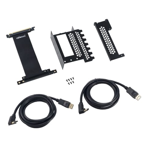 ⁨Pionowy uchwyt karty graficznej CableMod CM-VPB-2DK-R z typu riser PCIe x16, 2x DisplayPort - czarny⁩ w sklepie Wasserman.eu