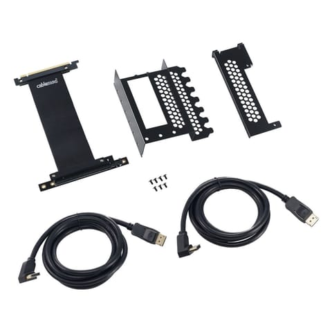 ⁨CableMod Vertical Graphics Card Holder with PCIe x16 Riser Cable, 2x DisplayPort - Black⁩ at Wasserman.eu