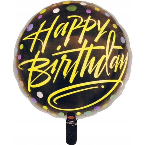 ⁨Balon foliowy Happy Birthday czarny ze złotym napisem BCF-924 GO PARTY⁩ w sklepie Wasserman.eu