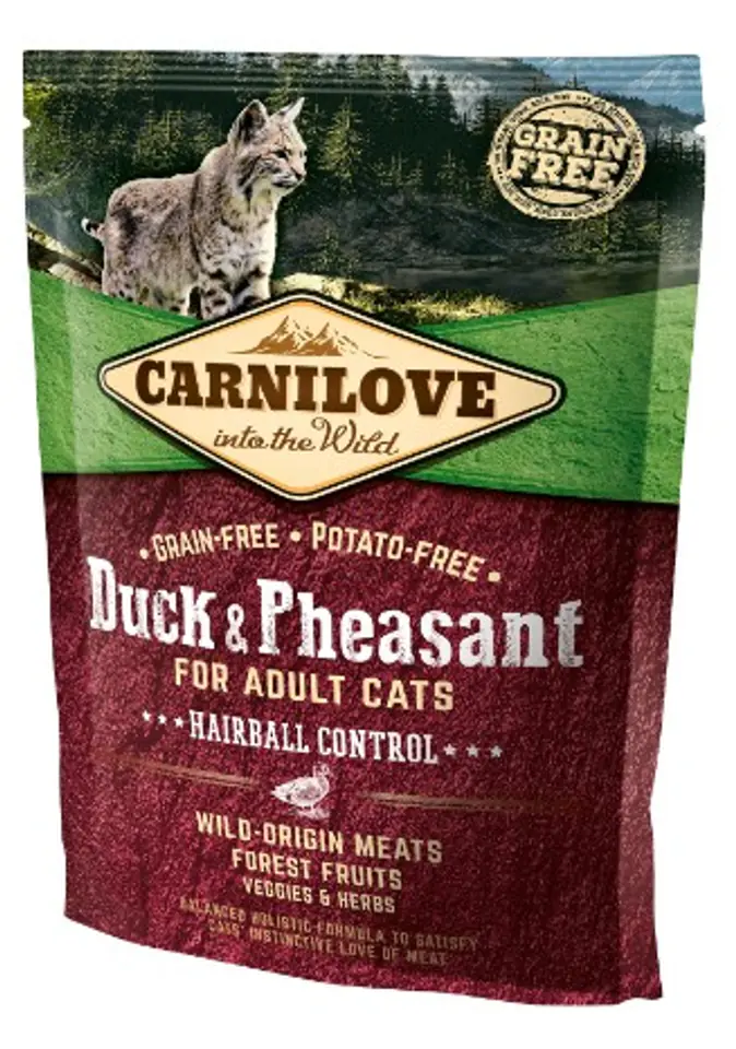 ⁨Carnilove Cat Duck & Pheasant Hairball Control - kaczka i bażant 400g⁩ w sklepie Wasserman.eu