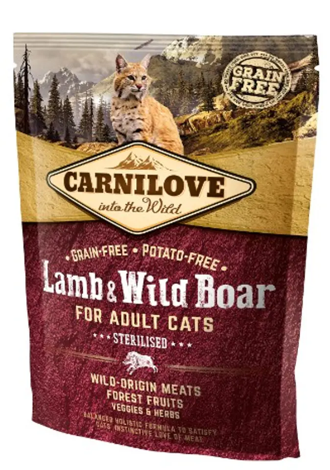 ⁨Carnilove Cat Lamb & Wild Boar Sterilised - jagnię i dzik 400g⁩ w sklepie Wasserman.eu