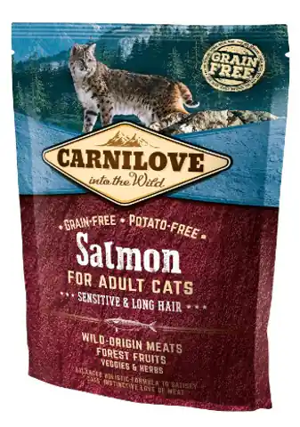 ⁨Carnilove Cat Salmon Sensitive & Long Hair - łosoś 400g⁩ w sklepie Wasserman.eu