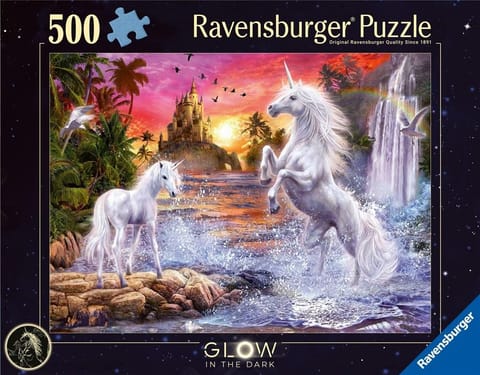 ⁨Puzzle 2D 500 Świecące - Jednorożce nad rzeką⁩ w sklepie Wasserman.eu