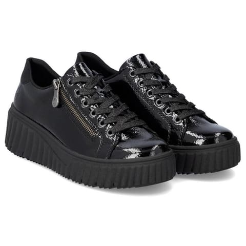 ⁨Buty na koturnie czarne Rieker W N2501 (kolor Czarny, rozmiar 37)⁩ w sklepie Wasserman.eu