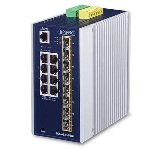 ⁨PLANET IP30 Industrial L3 8-Port Gigabit Ethernet Managed Switch (10/100/1000) Blue,White⁩ at Wasserman.eu