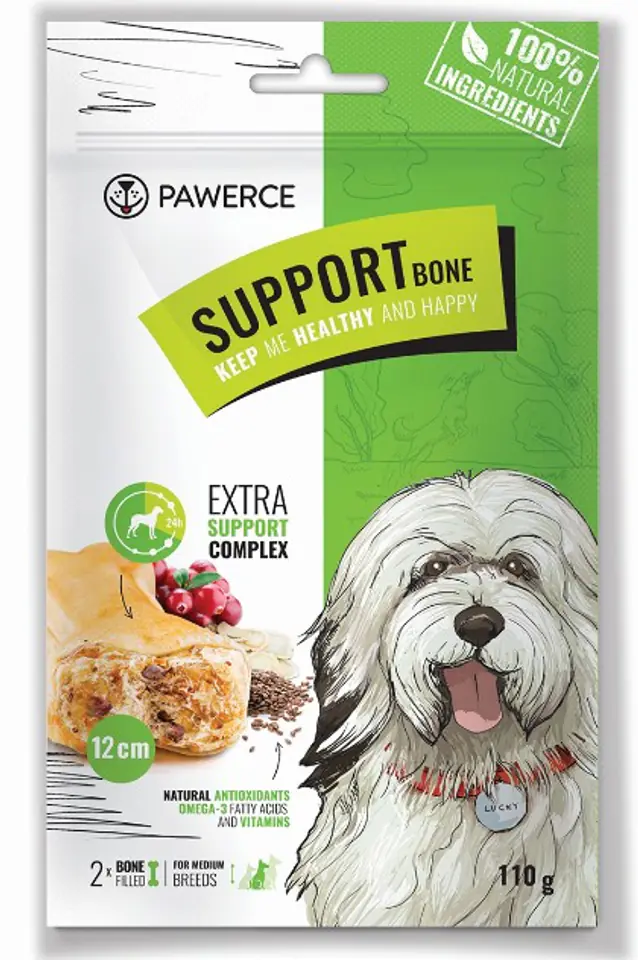 ⁨PAWERCE Support Bone Chewing bone with cranberry and beef rumen - dog chew - 2 x 12 cm⁩ at Wasserman.eu