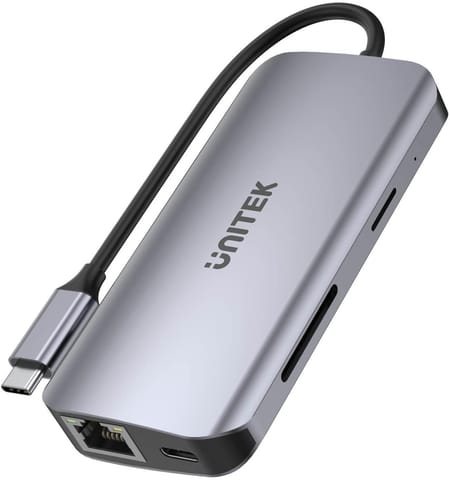 ⁨UNITEK ACTIVE HUB USB-C 2X HDMI,SD,4K,RJ45,PD 100W⁩ at Wasserman.eu