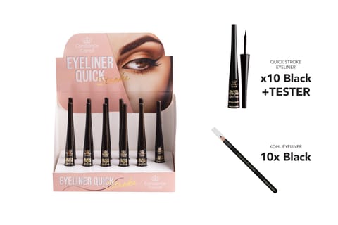 ⁨CONSTANCE CARROLL Zestaw Quick Stroke Eyeliner Wat. 4ml BL 10+test+10Kohl blac⁩ w sklepie Wasserman.eu