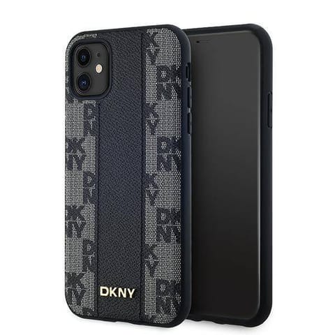 ⁨Oryginalne Etui IPHONE 11 / XR DKNY Hardcase Leather Checkered Mono Pattern MagSafe (DKHMN61PCPVSLK) czarne⁩ w sklepie Wasserman.eu