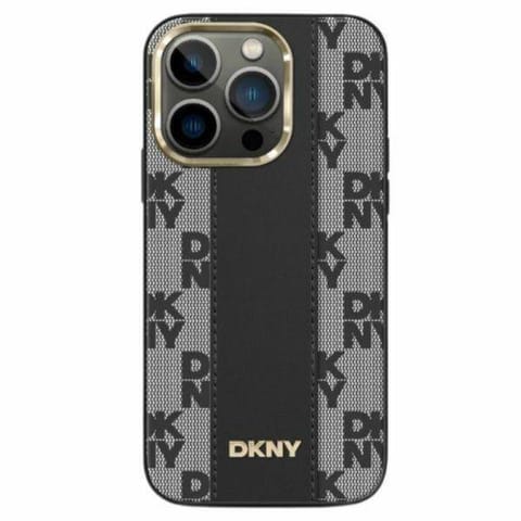 ⁨Oryginalne Etui IPHONE 14 PRO DKNY Hardcase Leather Checkered Mono Pattern MagSafe (DKHMP14XPCPVSLK) czarne⁩ w sklepie Wasserman.eu