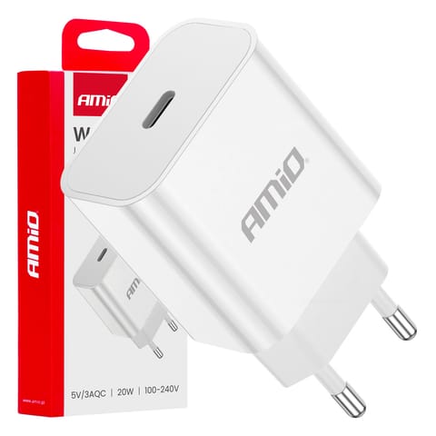 ⁨Ładowarka sieciowa 230v 20w usb-c amio-03891⁩ w sklepie Wasserman.eu