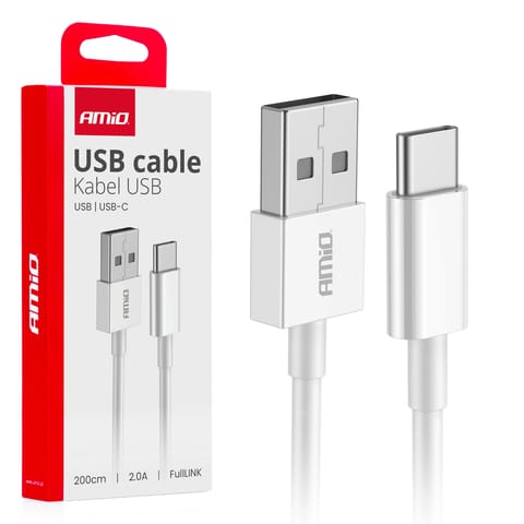 ⁨Kabel do ładowania usb-a - usb-c 2a 200cm fulllink amio-03894⁩ w sklepie Wasserman.eu