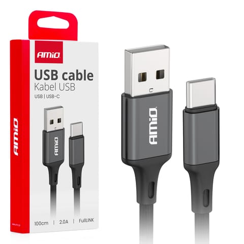 ⁨Kabel do ładowania usb-a - usb-c 2a 100cm fulllink amio-03899⁩ w sklepie Wasserman.eu