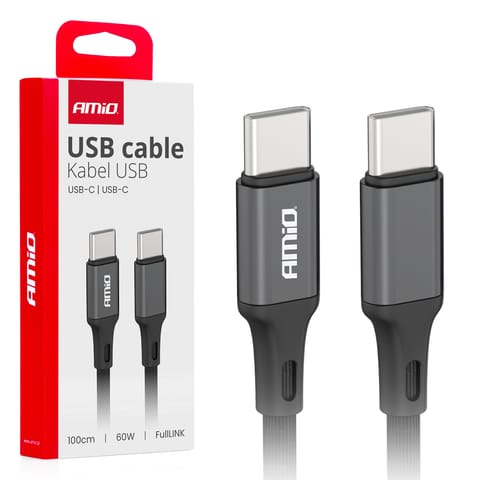 ⁨Kabel do ładowania usb-c - usb-c 60w 100cm fulllink amio-03902⁩ w sklepie Wasserman.eu