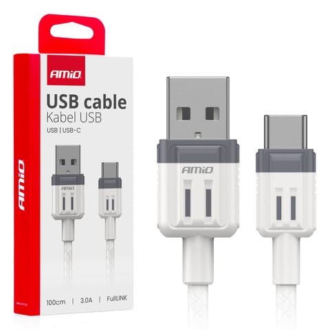 ⁨Kabel do ładowania usb-a - usb-c 3a 100cm fulllink amio-03905⁩ w sklepie Wasserman.eu