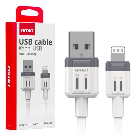 ⁨Kabel do ładowania usb-a - lightning iphone 3a 100cm fulllink amio-03907⁩ w sklepie Wasserman.eu