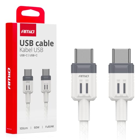 ⁨Kabel do ładowania usb-c - usb-c 60w 100cm fulllink amio-03908⁩ w sklepie Wasserman.eu