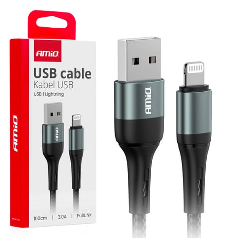 ⁨Kabel do ładowania usb-a - lightning iphone 3a 100cm fulllink amio-03913⁩ w sklepie Wasserman.eu