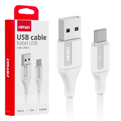 ⁨Kabel do ładowania usb-a - usb-c 3a 100cm fulllink amio-03917⁩ w sklepie Wasserman.eu