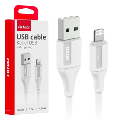 ⁨Kabel do ładowania usb-a - lightning iphone 3a 100cm fulllink amio-03919⁩ w sklepie Wasserman.eu