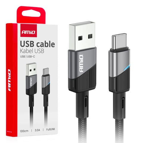 ⁨Kabel do ładowania usb-a - usb-c 3a 100cm fulllink amio-03923⁩ w sklepie Wasserman.eu