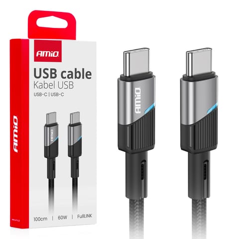 ⁨Kabel do ładowania usb-c - usb-c 60w 100cm fulllink amio-03926⁩ w sklepie Wasserman.eu