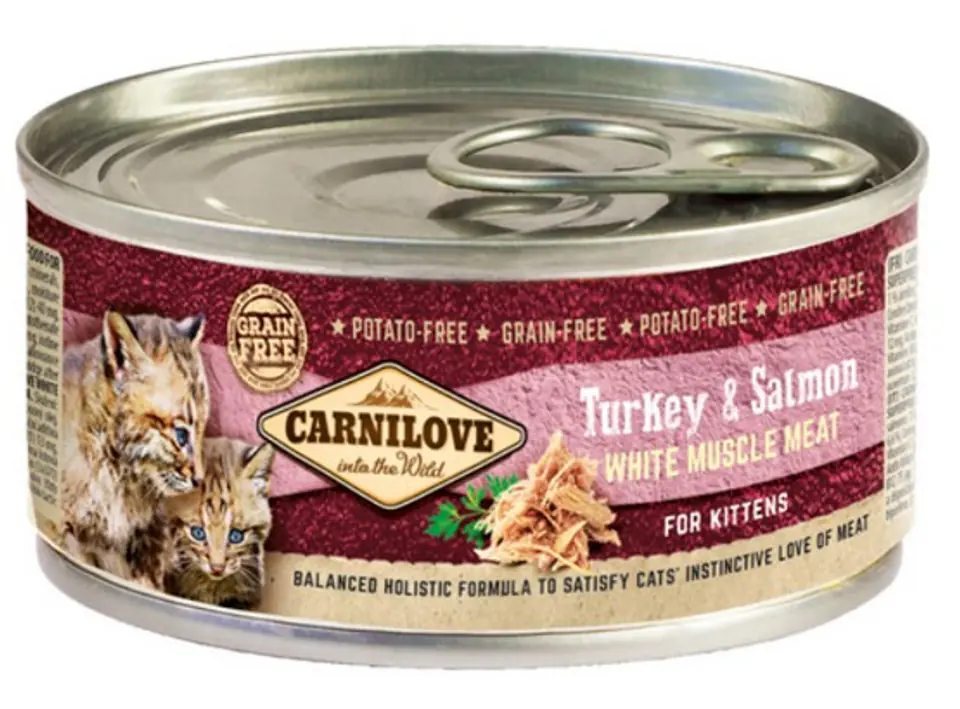 ⁨Carnilove Cat Salmon & Turkey for Kittens - łosoś i indyk puszka 100g⁩ w sklepie Wasserman.eu