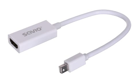 ⁨Adapter SAVIO cl-57 (Mini DisplayPort M - HDMI F; 0,10m; kolor biały)⁩ w sklepie Wasserman.eu