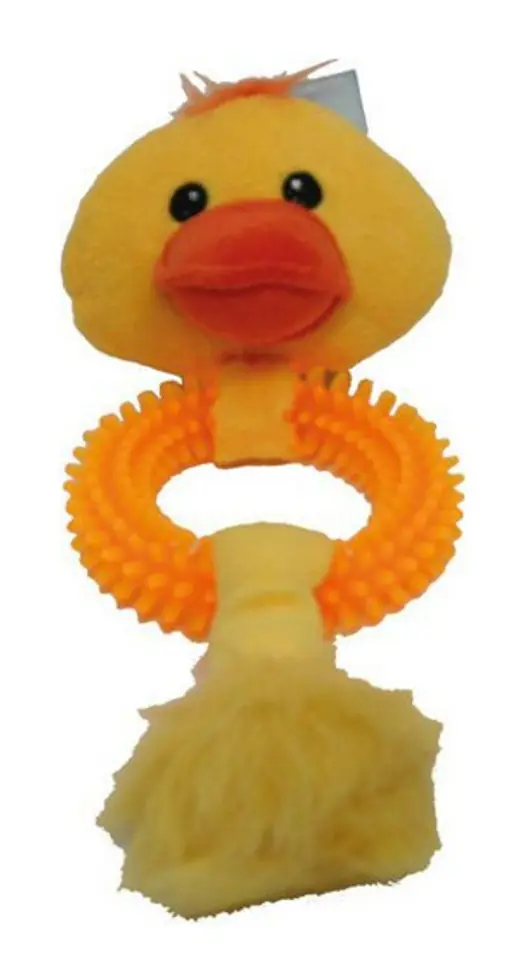 ⁨YARRO Plush dog toy Duck with rubber wheel, squeaking, 27cm [Y0035]⁩ at Wasserman.eu