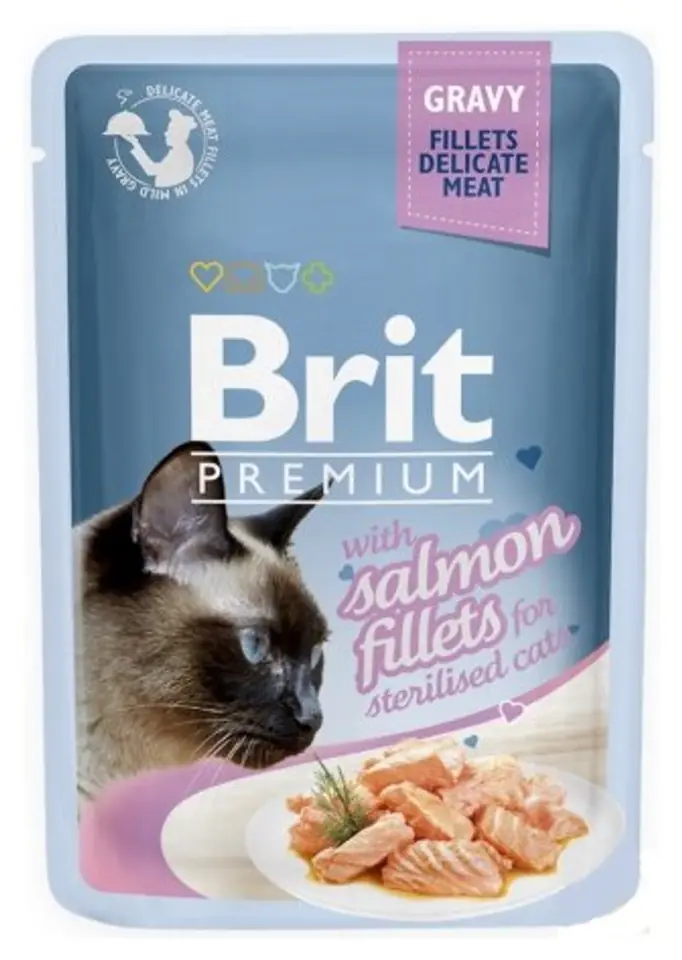 ⁨BRIT Premium Sterilised Gravy Salmon - wet cat food - 85g⁩ at Wasserman.eu