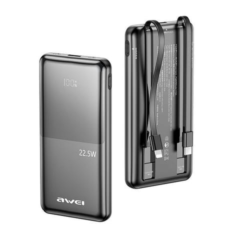 ⁨AWEI PowerBank P76K 10000mAh 22.5W czarny/black Digital Display⁩ w sklepie Wasserman.eu