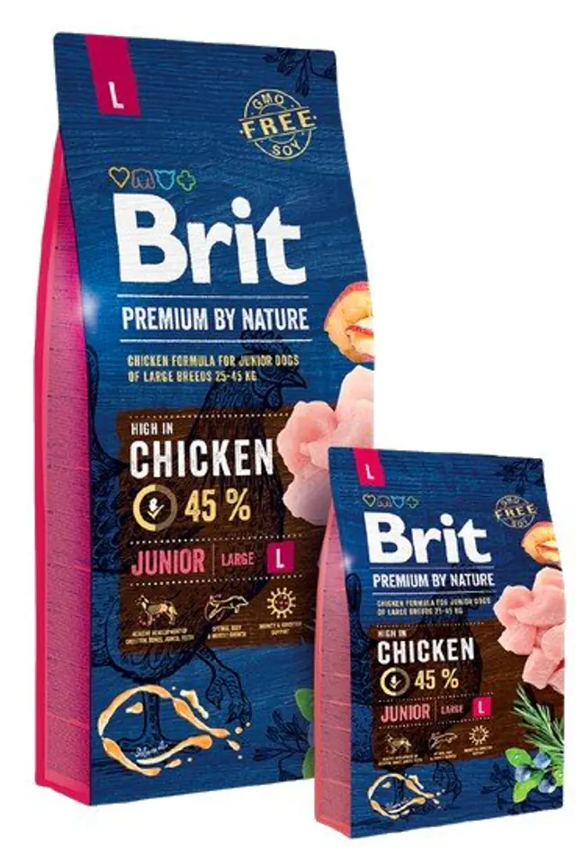 ⁨Brit Premium by Nature Junior L - Dry dog food - Chicken 3 kg⁩ at Wasserman.eu