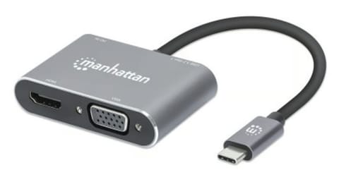 ⁨Adapter MANHATTAN 130691 USB-C do VGA, HDMI, USB-A oraz USB-C⁩ w sklepie Wasserman.eu