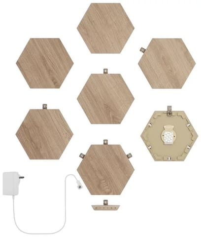 ⁨Nanoleaf Elements Wood Look Hexagons Starter Kit (7 panels)⁩ at Wasserman.eu