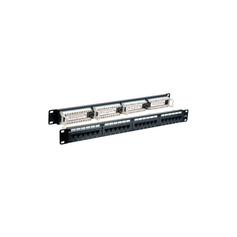 ⁨CaT6 UTP Patch Panel 24 RJ45 Ports, 1U, Black⁩ at Wasserman.eu