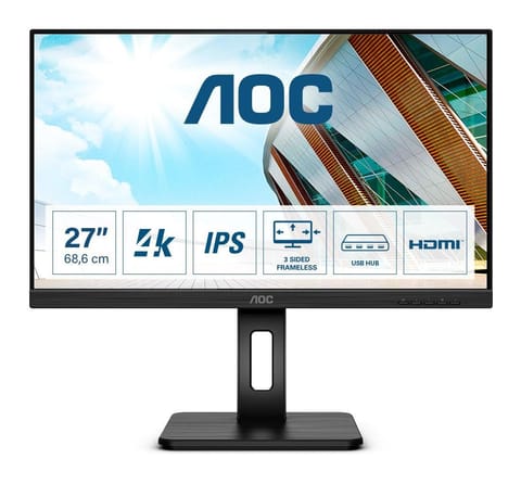 ⁨MONITOR AOC LED 27" U27P2CA 68.6 cm (27") 3840 x 2160 pixels 4K Ultra HD LED Czarny⁩ w sklepie Wasserman.eu