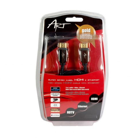 ⁨KABEL HDMI 2.0 M/M HQ pozłacany 3m ETHERNET 3D AL-01-3M ART⁩ w sklepie Wasserman.eu