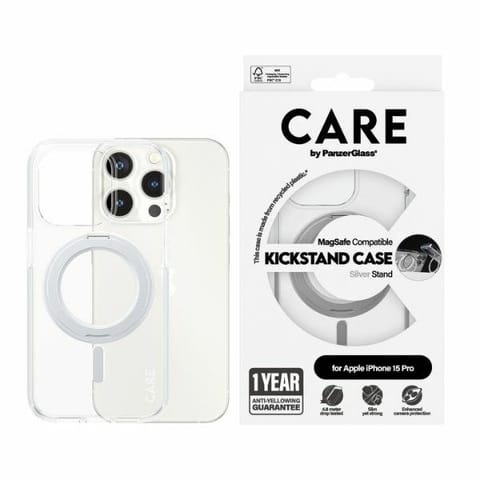 ⁨CARE by PanzerGlass Kickstand Case iPhone 15 Pro 6,1" MagSafe srebrny/silver 1414⁩ w sklepie Wasserman.eu