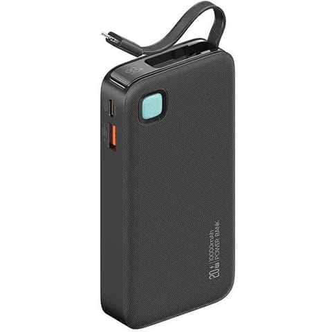 USAMS Powerbank ze zwijanym kablem Retractable Lightning 10000 mAh PD 20W Fast Charge XY Series czarny/black 10KCD22501 (US-CD225) w sklepie Wasserman.eu