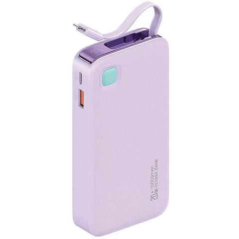 ⁨USAMS Powerbank ze zwijanym kablem Retractable Lightning 10000 mAh PD 20W Fast Charge XY Series fioletowy/purple 10KCD22503 (US-CD225)⁩ w sklepie Wasserman.eu