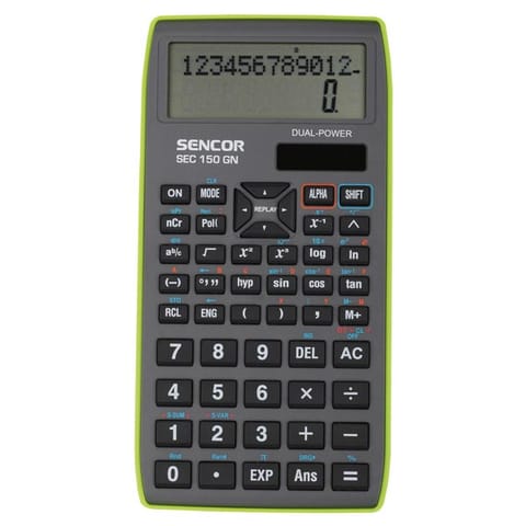 ⁨Sencor Kalkulator SEC 150 GN, szara, szkolny, 12 cyfr, zielona ramka⁩ w sklepie Wasserman.eu