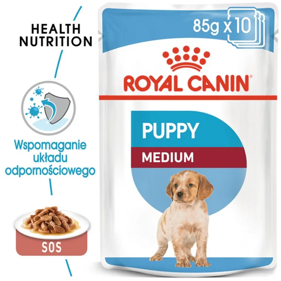 ⁨Royal Canin Medium Puppy wet food in sauce for puppies, from 2 to 12 months, medium breeds 140g⁩ at Wasserman.eu