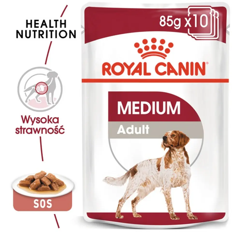 ⁨Royal Canin Medium Adult wet food in sauce for adult dogs, medium breeds saschetika 140g⁩ at Wasserman.eu